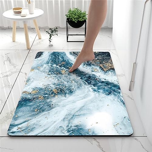 Badezimmerteppich Super Absorbierende Rutschfester Badematte, Badematten Badteppich 100x160cm Badvorleger Extra DüNn Schnelltrocknende Waschbare Badematte Home Rug, Badmatte Bodenmatte Floor Mat Grün