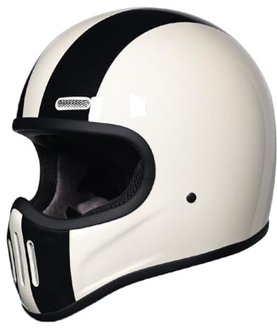 Vintage Vollhelm Integralhelm Motorradhelm mit DOT/ECE-Zugelassener Motorradhelm, Moto-Integralhelm Für Männer Und Frauen Scooter Retro Classic Crash Racing Touring Helm G,L