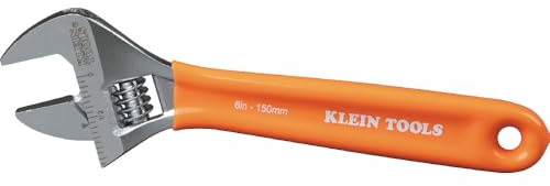 Klein Tools O5076 Rollgabelschlüssel, präzisionsgeschmiedet, 1 1/2 Zoll, extra Kapazität, SAE- und metrische Skalen, kunststoffgetauchter Griff, 15,2 cm
