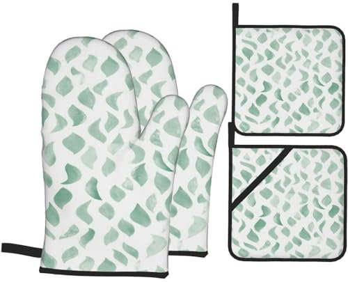 Guanti Da Forno E Presine Set Petali Verdi In Salvia Set Di Presine Da Cucina Riutilizzabile Cottura Guanti Da Forno, Per Cucina, Cottura