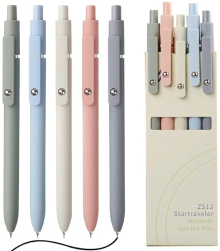 Gelstifte 5 Stück Einziehbare Gelschreiber Set 0,5 mm Feine Spitze, Schwarz | Stift Gels, Schnell Trocknende Tintenstifte für Schule Büro Zuhause Geeignet