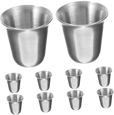 Mikinona Copas de Comunión Apilables de Acero Inoxidable 10 Unidades Reutilizables Portátiles para Iglesias y Reuniones Religiosas Fáciles de Limpiar Tamaño Compacto Color Plateado