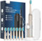 Brosses à Dents Électriques Soniques Adultes avec 8 Têtes - Brosse à Dents Électrique avec Étui de Voyage, 5 Modes et IPX7, Brosses à Dents Électriques à Ultrasons pour Famille Voyager, Or Givré