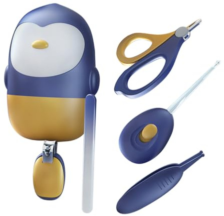 Vaguelly Babypflegeset mit Kindernagelschere Nagelfeile Ohrlöffel mit LED Pinzette und Aufbewahrungsbox für Junge Mädchen Junge Mädchen und Kleinkinder