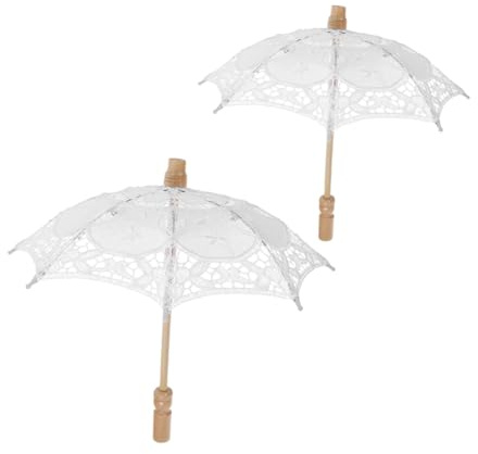 LIFKOME 2 Stück Mini-spitzenschirm Für Hochzeit Brautsonnenschirm Für Tanzfotografie Requisite Elegantes Stickmuster