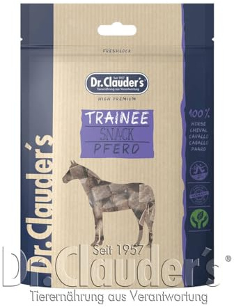 DR.CLAUDER'S – Trainee Snack | Facilmente digeribili in 95% carne con inulina per cani e gatti. Delicati snack essiccati al vapore in sacchetto fresco | 80 g cavallo