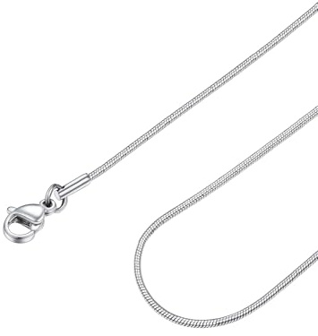 FOCALOOK Collier Chaîne Argent Femme Serpent Fine 1,2mm en Acier Inoxydable Chaine Longueur 55 cm + 5cm pour Pendentif Bijou Cadeau Femmes avec Boîte