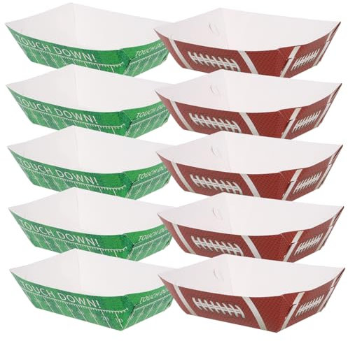 Healeved 20 Stück Teiliges Football Servierboot Aus Papier Auslaufsichere Snack Boxen Mit Offenem Design Fußballsport Food Tabletts Für Partys Geburtstagsfeiern Buffet Und Bbq Zubehör