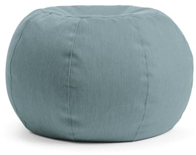 mokebo Outdoor Pouf Hocker 'Der Kugelige' (60x45cm) Made in Germany, Sitzhocker rund für Balkon & Garten, Bodenkissen, Sitzpouf, Fußhocker & Beistelltisch mit EPS-Perlen Füllung in Himmelblau