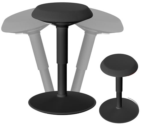 HENGMEI Ergonomischer Hocker Wackelhocker Bürohocker Stehhocker Stehsitz 360° Neigbar Sitzhocker Schreibtischhocker mit Schwingeffekt Arbeitshocker (43-61 cm Höhenverstellbar, Rund, Schwarz)