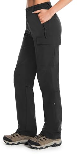 Moosehill Hiking Cargo Trousers Wome Lightweight Walking Trousers Quick Dry Outdoor Casual Summer Pants with 5 Pockets(Ink,L)