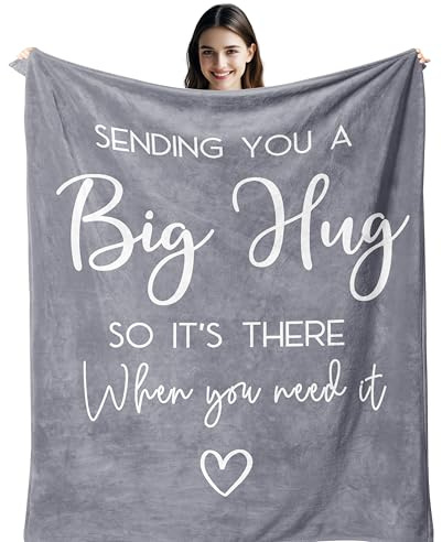 Vegas Gifts for Women/Men, Get Well Soon Gifts for Women/Men, Thinking of You Gifts, Sympathy Gift, Cheer Up Gifts for Woman/Man, Inspirational Get Well Gifts, Healing Hug Grey Blanket 150X130CM