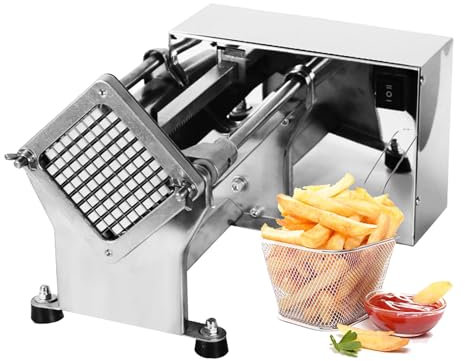 VNATWGOO Elektrischer Pommes-Frites-Schneider Mit 3 Klingen, Kartoffelschneidemaschine FüR Den Gewerblichen Und Privaten Gebrauch, FüR Karotten, Gurken Und GemüSe