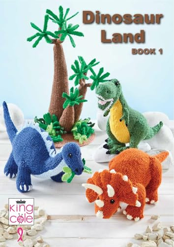 King Cole Dinosaur Land Knitting Book 1 T-Rex Triceratops Diplodocus & Accessories