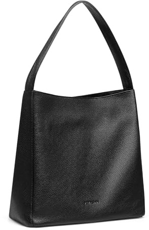 FEYNSINN große Hobo Bag echt Leder - Beuteltasche NOE L - Schultertasche Damentasche mit Schultergurt - Ledertasche Damen schwarz handgefertigt