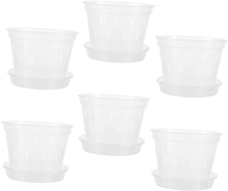 Toyvian 6juegos Macetas para Orquídeas Transparentes De Drenaje Macetas De Jardín Pequeñas Bandeja para para De Orquídea Interior