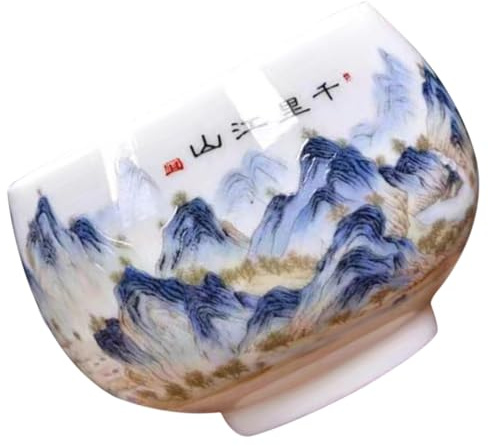 UTHCLO Taza De Té De Cerámica Tradicional De Estilo Chino Dibujada Mano Delicado Patrón De Paisaje Para Uso El Hogar Oficina
