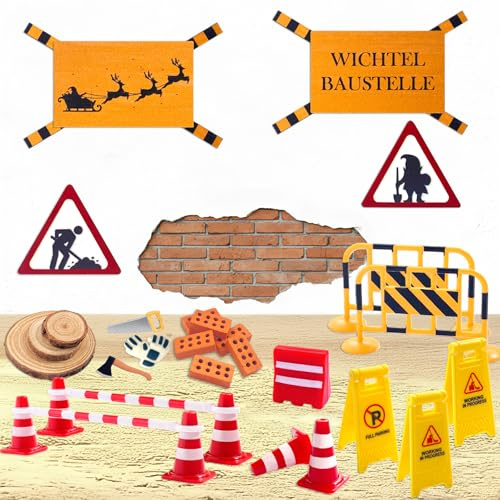 Wichtel zubehör，wichtel zubehör weihnachten，Miniatur Wichtel Baustelle Set Deko DIY wichtel Baustelle Einzug.