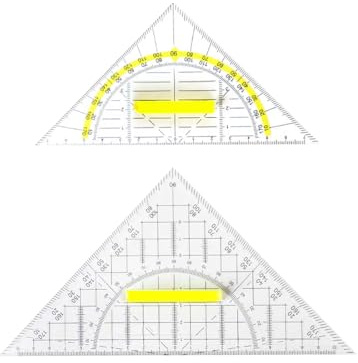 VYNZOR 2-Stück Geodreieck Mit Griff, Flexibel, Klein und Groß, Geometrie Dreieck