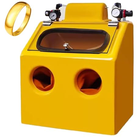 Cabina per sabbiatura, sabbiatrice ad aria portatile con interruttore a pedale e doppia valvola di pressione dell'aria, funzionamento a due mani, cabina per sabbiatura da banco con illuminazione