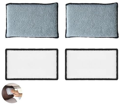 4 PCS Interior Scrubbing Wash Pad, Car Sponge, Scrub Pads Car Detailing, Double Sided Scrub Pads, for Deep Cleaning Car Interiors, Seats and Upholstery (Grey)