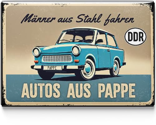 LANOLU Kühlschrankmagnete lustig- Trabant- Männer aus Stahl Fahren Autos aus Pappe - lustige Magnete mit Sprüchen und witzigen Motiven 8x5,5cm