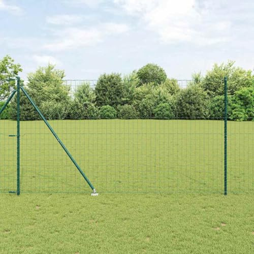 zylophax Recinzione con pali verde in acciaio, 1,5 x 10 m, kit di costruzione con frangivista, recinzione a doppia asta, rete metallica per terrazza, terreno, recinzione per animali e protezione dal
