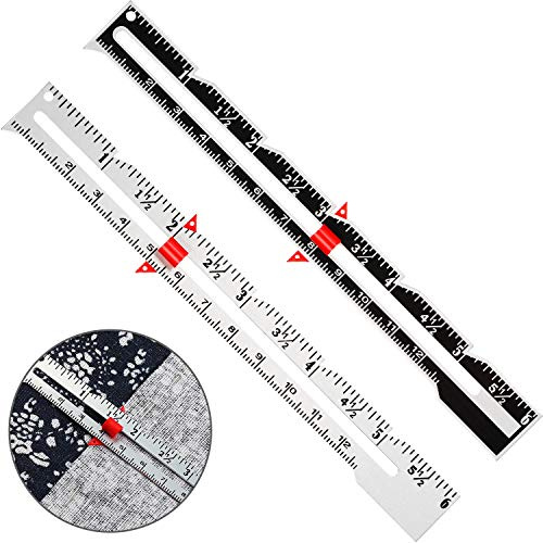 2 Pièces Jauge de Couture Jauge Coulissante en Métal Outil de Mesure de Couture Règle de Jauge de Courtepointe pour Fournitures de Tricot Artisanat Couture Ourlet Couture Mesure pour Débutants