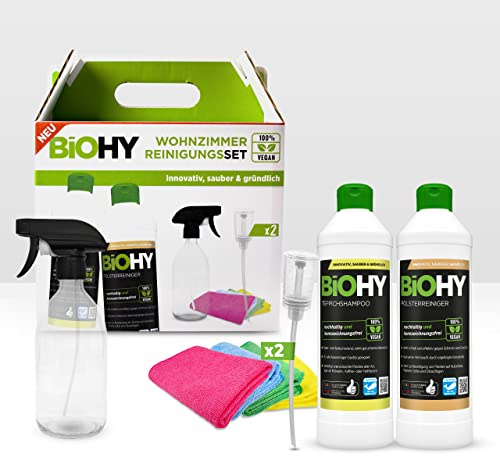 BiOHY Wohnzimmer-Reinigungsset | Bio Konzentrat für den Wohnbereich | Ideal für Polster & Teppiche | porentiefe & kraftvolle Reinigung | nachhaltig & biologisch abbaubar