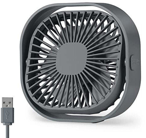 Desk Fan USB Small Fans for Desktop Table Bedside, Mini Quiet Home Office Accessories for Bedroom Car Greenhouse Kitchen, Powerful Silent Bed Fan with Cable, 3 Speeds Wind Strong Airflow Plug in