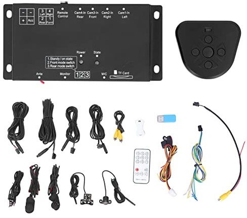 Kit Registratore di Guida per Auto, DVR Universale per Auto 6 Canali Videoregistratore Digitale Mobile Panoramico a 360 ° Controllo Remoto del Cavo con 4 Telecamere Apparecchiature audiovisive in aut