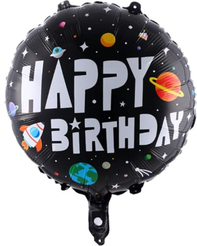 DIWULI Weltraum Happy Birthday Luftballon zweiseitig, Welt-All Astronaut Folien-Ballon, Space Folien-Luftballon für Kinder-Geburtstag Junge Mädchen, Weltraum-Party, Motto-Party, Dekoration