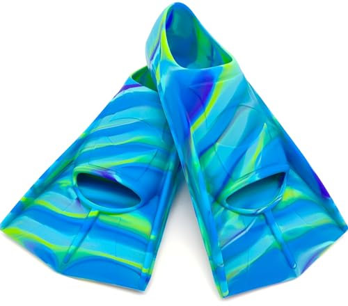 Fadgesy Schwimm-Trainingsflossen, bequeme Silikonflossen zum Schwimmen und Tauchen, Größe geeignet für Kinder, Mädchen, Jungen, Erwachsene (6SE-Globe, M)