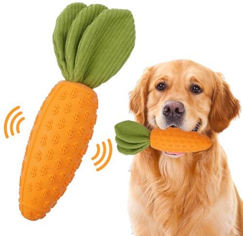Shengxi Giocattolo da Masticare per Cani per Masticatori Aggressivi Cigolante Giocattolo per Cani di Carota in Gomma Indistruttibile Giocattoli Interattivi per Tutte le Razze Canine
