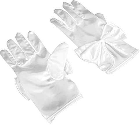 TINEASUR 1paar Brauthandschuhe Aus Satin Mit Schleifen-dekoration Elegante Kurze Hochzeits-handschuhe Für Braut Und Besondere Anlässe Cremefarbenem Design