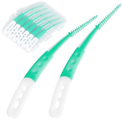 12 Pezzi Spazzolini Interdentali con Scatola,Design Curvo Scovolino Denti Scovolini Interdentali in Gomma Spazzolino Interdentale,Pulisce lo Spazio Interdentale e Rimozione Della Placca-Verde