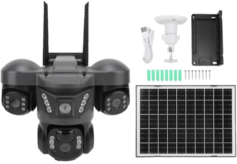WOHPNLE 6K 12MP AI Anello Telecamera di Sicurezza Solare Telecamera ip a 3 obiettivi Telecamera ip da 360 Gradi Zoom 10x Supporto App V380 PRO Telecamera UHD Conversazione bidirezionale