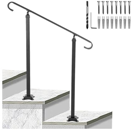 Garde Corps Exterieur, Convient for 2 À 3 Marches, Rambarde Descalier Réglable en fer Forgé, Facile À Nettoyer, Rampe Escalier