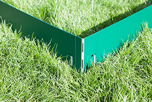 Ecke für Rasenkante Metall - Passend zu unseren 120cm Langen Rasenkanten - 2er Set Ecke für Beeteinfassung Metall - Höhe 18,5 cm - Ideal für Garten Beeteinfassung & Wegbegrenzung - Feuerverzinkt Grün