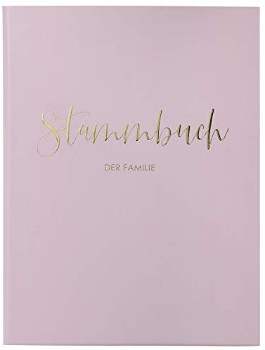 DeinWeddingshop Stammbuch der Familie - Familienstammbuch Hochzeit Standesamt - Deluxe Serie - Hardcover 16x21cm (Pastell-Rosa/Gold)