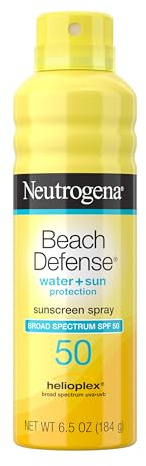 Neutrogena Beach Defense SPF 50 Sunscreen Spray, Broad Spectrum, Lightweight & Fast Absorbing, Oxybenzone & Octinoxate Free, Hawaii Act 104 Compliant Face & Body Sunscreen, 6.5 oz