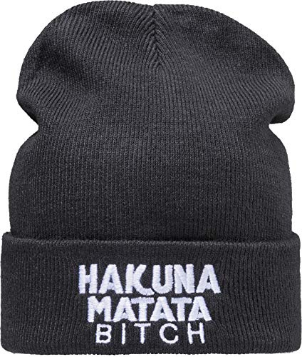Baddery Beanie - „Hakuna Matata Bitch“ - Bestickte Strickmütze | Warme Wintermütze für Herren & Damen