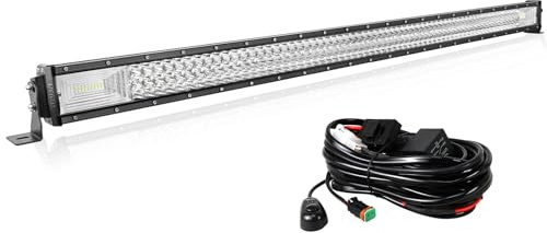 AUXTINGS 52 Zoll 132 cm 675W LED-Lichtstange 7D Objektiv Spot Flut Strahl Triple Reihe LED Arbeitstauchlampen mit Kabelbaum-Kit für Off Road ATV AWD SUV 4WD 4X4 Pickup,12V 24V wasserdicht