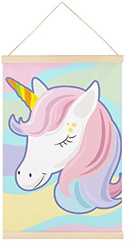 Magnetischer Posterrahmen Einhorn Bunt Posterschiene Holz Posterleisten Drucken Posterhänger Bilderleiste 40x60cm