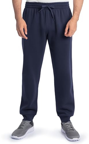 Fruit of The Loom Eversoft - Pantalones Deportivos de Forro Polar con Bolsillos, Ajuste Relajado, absorben la Humedad, Transpirables, Pantalones Deportivos cónicos, Mezcla de algodón - Azul Marino,