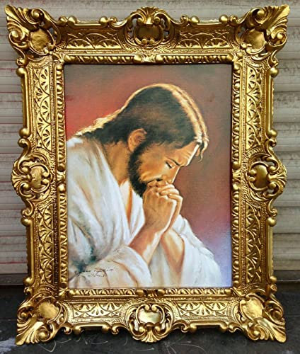 artissimo: Acryl Kunstdruck im Barockstil, Jesus Christus, Religiöses Motiv, 56 x 46 cm, Gerahmt, Wohnzimmer, Wandmontage