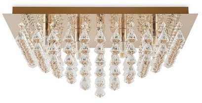 Lindby Deckenlampe Rimedia in Gold/Messing aus Metall (12 flammig, G9) - Kristall Deckenleuchte Lampe Wohnzimmerleuchte