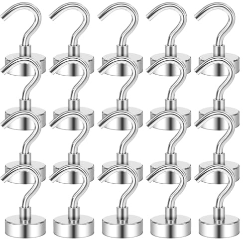 Grtard Magnetic Hooks for Cruise Cabins, 20 Pack, 10kg+ Magnet Hooks | Cruise ship essentials,Strong magnetic hooks for, campervan, van, garage, fridge, kitchen, workplace, ceiling, metal surfaces