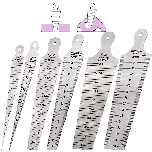 Swpeet Confezione da 3 pezzi in acciaio inox 5/8 5/6 9/5 - 15 mm 30 mm 45 mm Kit assortimento di calibri conici per saldatura, test di saldatura, calibro conico, gap, profondità righello