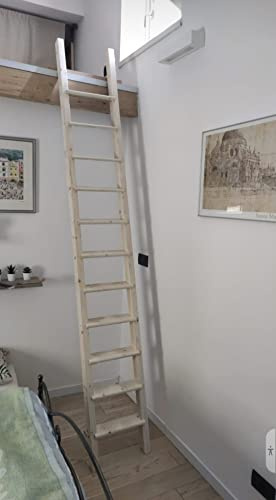 Escalera de madera maciza para altillo, litera, dormitorio, ático, garaje, autocaravana MAX resistencia (altura cm100/ Ancho 45 cm)